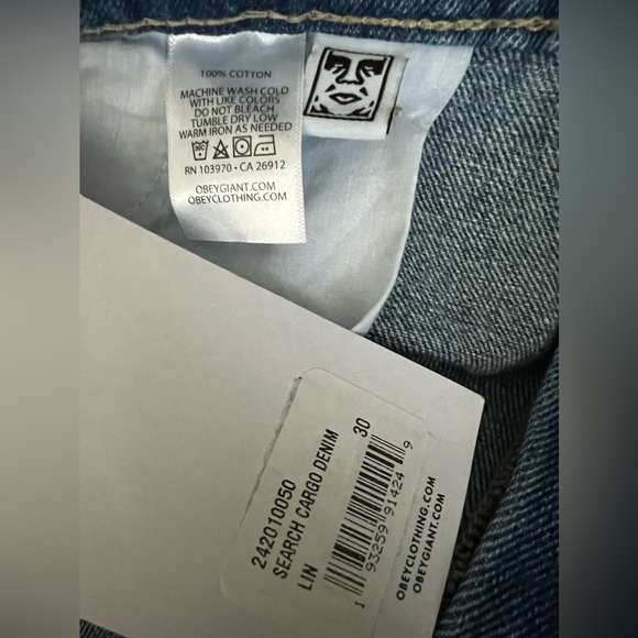 Obey Women’s High Waist Cargo Cotton Jeans Pants Size 30 NWT - Picture 9 of 11